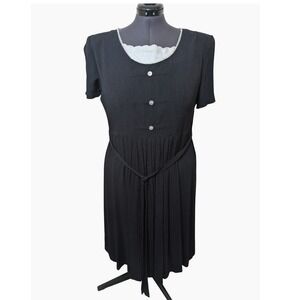 Vintage 90s J.B.S. Ltd Victorian Inspired Midi Dress Short Sleeve Pleated 16